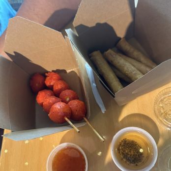 4estea - Qwek qwek and lumpia - staple street foods in the Philippines! Don't forget to dip it in the sauce !! - Coffee & Tea Near Me - Rancho Cordova, California