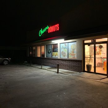 Cheers Donuts - the outside of a restaurant at night - Donuts Near Me - San Marcos, Texas