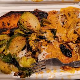 a meal in a styrofoam container a meal in a styrofoam container