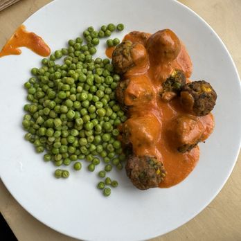 IKEA - Veggie (Vegan) Balls topped with tomato sauce and green peas - Desserts Near Me - Burlington, Ontario IKEA - Veggie (Vegan) Balls topped with tomato sauce and green peas - Desserts Near Me - Burlington, Ontario