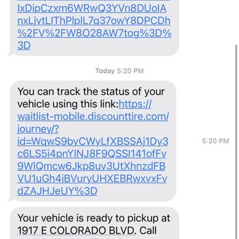 America's Tire - Text sent after 6 when I tried to call the auto machine for calling says there closed - Tires Near Me - Pasadena, California
