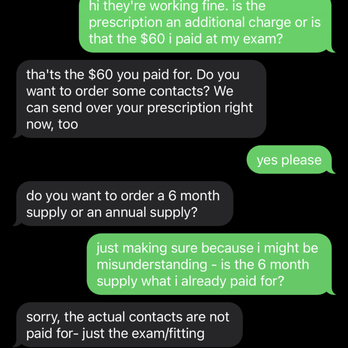 Eye Q Optometry - Screenshot of Text Conversation 1 - Optometrists Near Me - Los Angeles, California