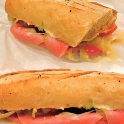 Commissary - My DELICIOUS CUSTOM: Grilled Panini with ham, pepper jack cheese, thousand island dressing, onions, tomatoes, lettuce & banana peppers.