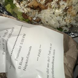 I ordered a barbacoa bowl "B Bowl" and received some inedible spicy chicken with warm cream and wilted hot lettuce