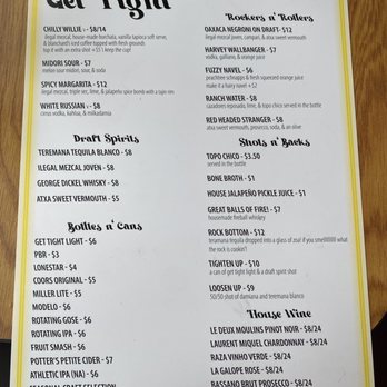 Get Tight Lounge - Menu Dec 2022 - Lounges Near Me - Richmond, Virginia