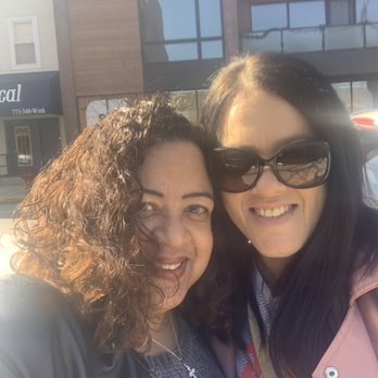 Batter & Berries - My friend Luba and me smiling after we ate - Breakfast & Brunch Near Me - Chicago, Illinois