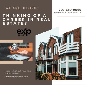 Derek Williams - eXp Realty - Thinking of a career in real estate? Or an experienced agent looking for a change of scenery? eXp Realty is right for you. Let's chat today. - Real Estate Agents Near Me - Fairfield, California Derek Williams - eXp Realty - Thinking of a career in real estate? Or an experienced agent looking for a change of scenery? eXp Realty is right for you. Let's chat today. - Real Estate Agents Near Me - Fairfield, California