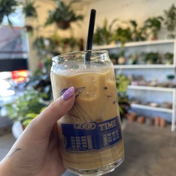 Good Time - Iced vanilla latte with oat milk - Coffee & Tea Near Me - Long Beach, California