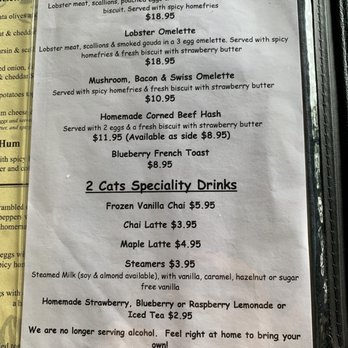 2 Cats Bar Harbor - Menu (August 2019) - Coffee & Tea Near Me - Bar Harbor, Maine 2 Cats Bar Harbor - Menu (August 2019) - Coffee & Tea Near Me - Bar Harbor, Maine