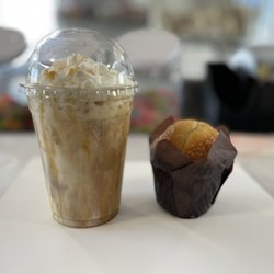 Iced Latte and Blueberry Muffin.