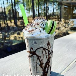 Louie & Co Ice Cream - Mint Oreo specialty shake for March