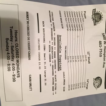 Hup's Pizza - Take out menu. - Pizza Near Me - Milwaukee, Wisconsin