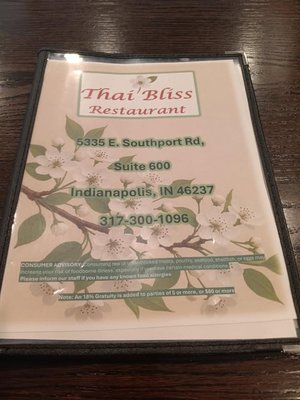 Menu photo 1 Thai Bliss Indianapolis, IN Menu photo 1 Thai Bliss Indianapolis, IN