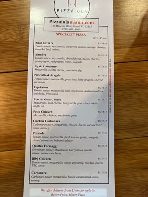 Menu photo 2 Pizzaiola Miami, FL
