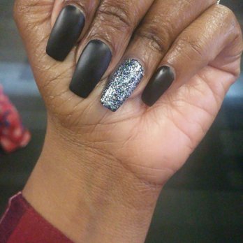 Quality Nails & Spa - Black matte with a touch of sparkle thanks to Ashley - Nail Salons Near Me - Long Beach, California Quality Nails & Spa - Black matte with a touch of sparkle thanks to Ashley - Nail Salons Near Me - Long Beach, California