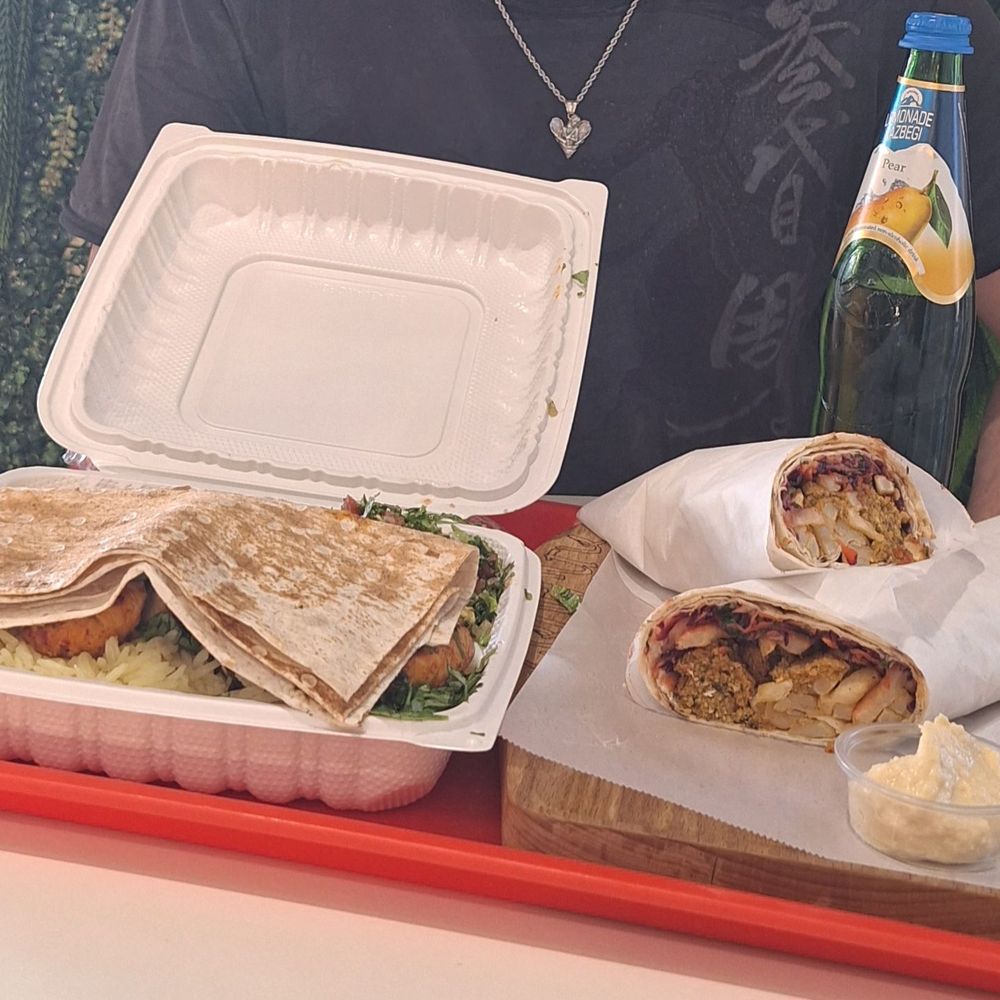 Falafel wrap and SPICY CHICKEN BBQ Falafel wrap and SPICY CHICKEN BBQ