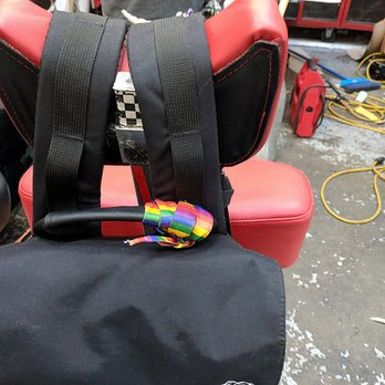 Mr Pablo's Upholstery - Mobility scooter seat back, re-shaped in a curve to hold a backpack, upholstered in leather. Perfection! - Auto Upholstery Near Me - San Francisco, California Mr Pablo's Upholstery - Mobility scooter seat back, re-shaped in a curve to hold a backpack, upholstered in leather. Perfection! - Auto Upholstery Near Me - San Francisco, California