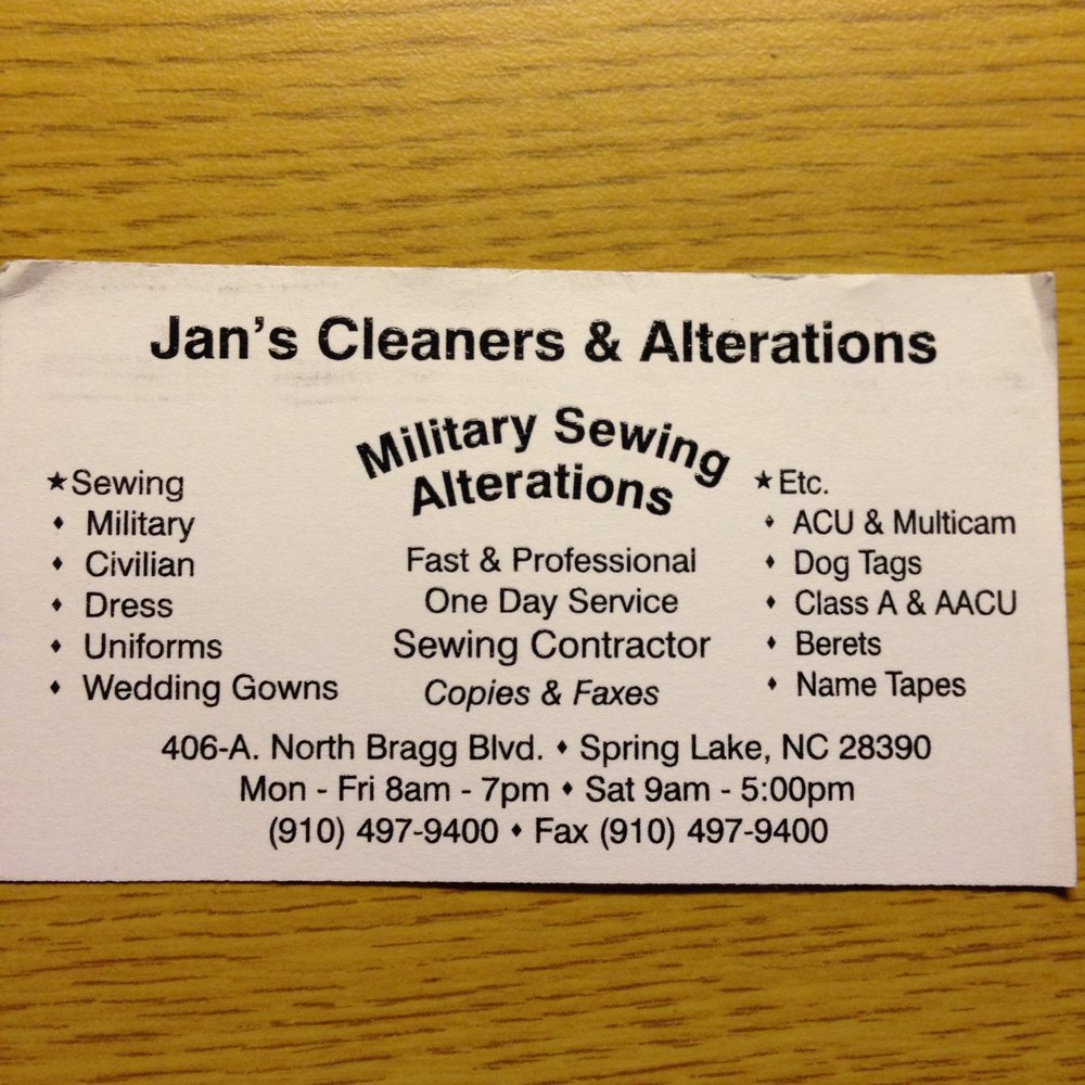 Jan's Cleaners & Alterations - Sewing & Alterations Near Me - Spring Lake, North Carolina