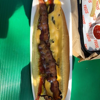 Ted's Hot Dogs - Foot long with bacon and cheese! - Hot Dogs Near Me - Amherst, New York