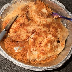 Mi Hacienda - Ordered chicken, cheese & rice for takeout. They gave me 2 huge pieces of chicken. It was still good. Just check before leaving.