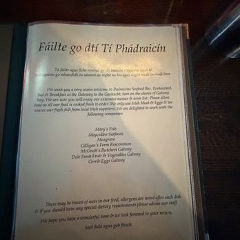 Padraicins Bar & Restaurant - Menu - Irish Near Me Padraicins Bar & Restaurant - Menu - Irish Near Me