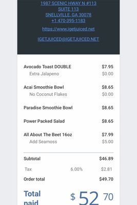 Menu photo 2 iGet Juiced Snellville, GA Menu photo 2 iGet Juiced Snellville, GA
