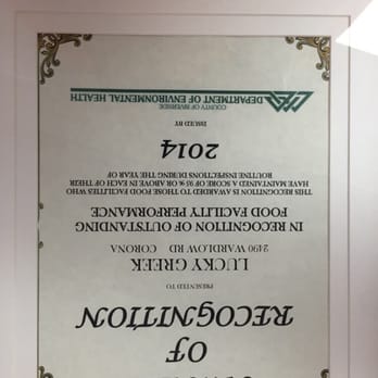 The Lucky Greek - 2014 Health Dept. Award! - Greek Near Me - Corona, California The Lucky Greek - 2014 Health Dept. Award! - Greek Near Me - Corona, California