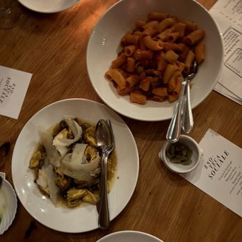 Enoteca Sociale - bucatini all'Amatriciana and Agnolotti ai Funghi - Italian Near Me - Toronto, Ontario