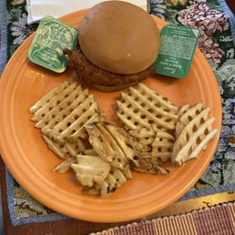 Spicy chicken Sandwich with Potato Waffle Fries Spicy chicken Sandwich with Potato Waffle Fries