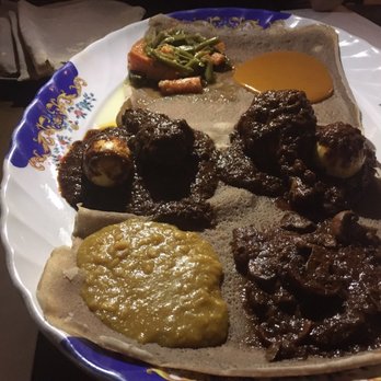 Ghenet Brooklyn - Meat and veggie combo platter. - Ethiopian Near Me - Brooklyn, New York