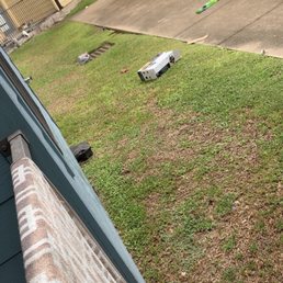 Trash thrown off of someone else's balcony and they lived above us. Trash thrown off of someone else's balcony and they lived above us.
