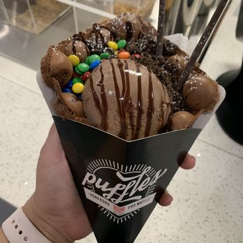 Puffles - Chocolate cone with chocolate ice cream - Desserts Near Me - Hollywood, Florida Puffles - Chocolate cone with chocolate ice cream - Desserts Near Me - Hollywood, Florida