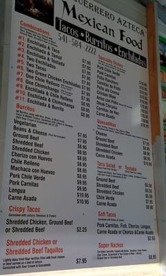Menu photo 7 El Guerrero Azteca Elkton, OR