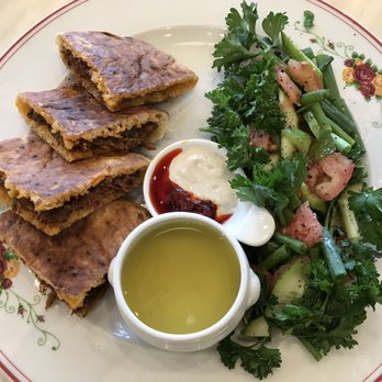 Cafe Landwer - Aereis - ground beef and lamb baked in pita, Mediterranean salad, harissa with hummus. - Breakfast & Brunch Near Me - Boston, Massachusetts Cafe Landwer - Aereis - ground beef and lamb baked in pita, Mediterranean salad, harissa with hummus. - Breakfast & Brunch Near Me - Boston, Massachusetts