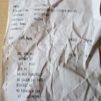 Popeyes - Receipt. - Chicken Wings Near Me - Schofield Barracks, Hawaii Popeyes - Receipt. - Chicken Wings Near Me - Schofield Barracks, Hawaii