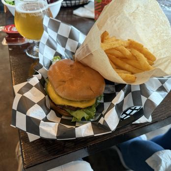 Brew City Burgers - CHEESEBURGER combo with fries and draft beer - Burgers Near Me - Gilroy, California