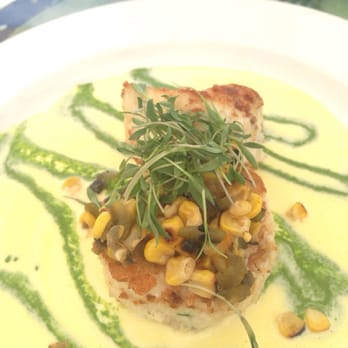 Geoffrey's Malibu - Crab cakes over sweet corn butter sauce topped with a Pasilla chile & grilled corn relish $18 - Seafood Near Me - Malibu, California Geoffrey's Malibu - Crab cakes over sweet corn butter sauce topped with a Pasilla chile & grilled corn relish $18 - Seafood Near Me - Malibu, California