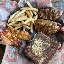 Soy fingers, Spicy fingers, fries, egg toast Soy fingers, Spicy fingers, fries, egg toast