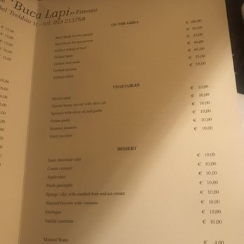 Buca Lapi - Menu - Tuscan Near Me - Florence, FI