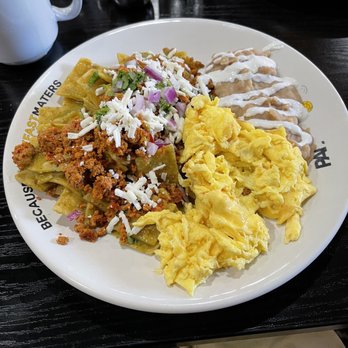 Papas & Eggs - Chorizo Chilaquiles with egg - Breakfast & Brunch Near Me - Gilroy, California