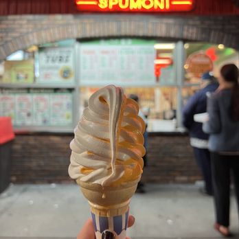 L&B Spumoni Gardens - Creamsicle Swirl on a cone - $6. - Pizza Near Me - Brooklyn, New York L&B Spumoni Gardens - Creamsicle Swirl on a cone - $6. - Pizza Near Me - Brooklyn, New York