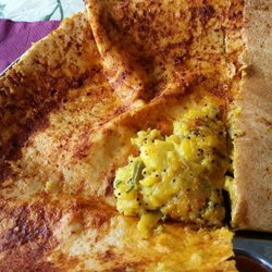 Mamak Tandoori House - Mysore Masala Dosa - internal shot of the dosa smeared with a tomato chilli paste