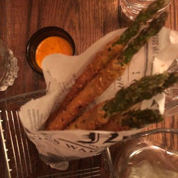 Barn Joo 35 - Fried Asparagus!  A bit pricy for what you get... but they do taste great! - Korean Near Me - New York, New York