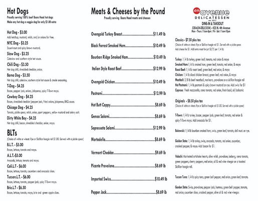 Menu photo 6 4th Avenue Delicatessen Tucson, AZ Menu photo 6 4th Avenue Delicatessen Tucson, AZ