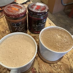 Hot chocolates & mole sauce in red and black Hot chocolates & mole sauce in red and black