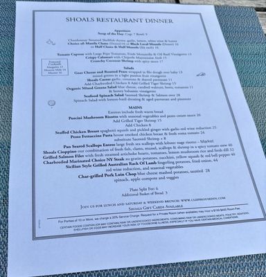Menu photo 4 The Shoals Restaurant Mussel Shoals, CA Menu photo 4 The Shoals Restaurant Mussel Shoals, CA