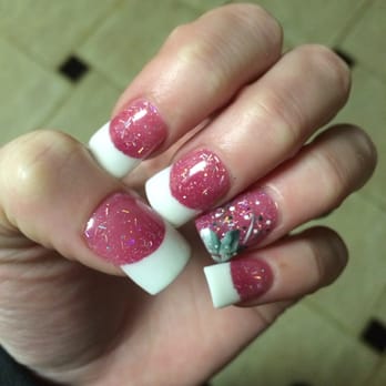 X-Nails - Pretty pink-n-whites with flower design. - Nail Salons Near Me - Elk Grove, California X-Nails - Pretty pink-n-whites with flower design. - Nail Salons Near Me - Elk Grove, California