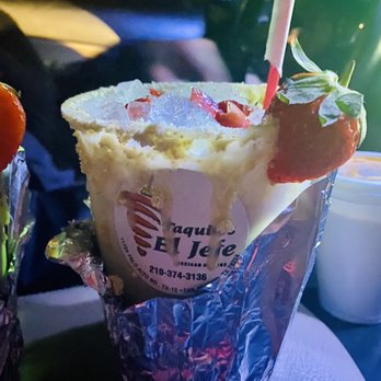 Taquitos El Jefe - Strawberry  horChata - Food Trucks Near Me - San Antonio, Texas