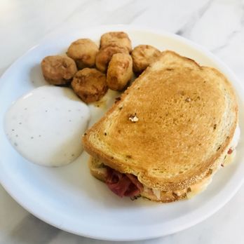 Clock Tower Café - Fresh Grilled Reuben Sandwich, AMAZING! With chicken nuggets and ranch (nuggets are okay...) - Cafes Near Me - Kaiserslautern, RP