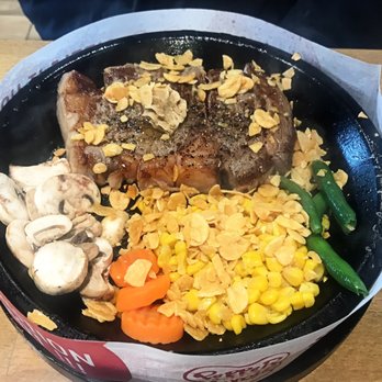 Pepper Lunch - Ribeye with garlic chips & mushroom - Japanese Near Me - Alhambra, California